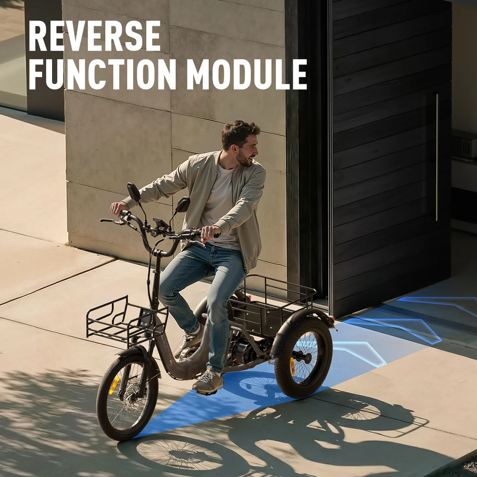 Electric Tricycle 750W Motor 48V 20AH Remover lithium Battery Foldable 3 Wheel Electric Bike 16 Inch Fat Tire 100km Ebike - Image 6