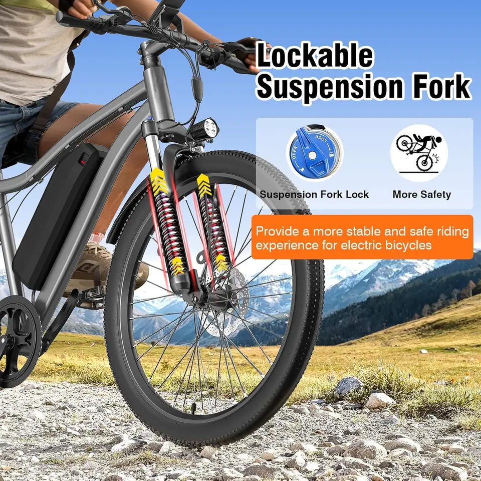 Electric Bike for Adults, 26" Commuter Ebikes with 5-Level Pedal Assist & 7 Speed Gears, 25MPH, 720W Motor, 375Wh Battery, 50 Mi - Image 5