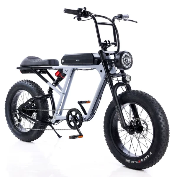 Hot Sale Super 73v Retro Chopper Fat Tire Electric Bike Stealth Bomber Electric Bike - 500W-Light Grey