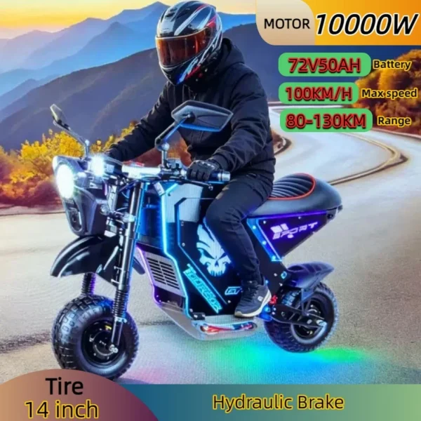 Electric off-road bike M10 10000W motor 72V50AH battery mountain e-bike high performance all-terrain riding electric motorcycle