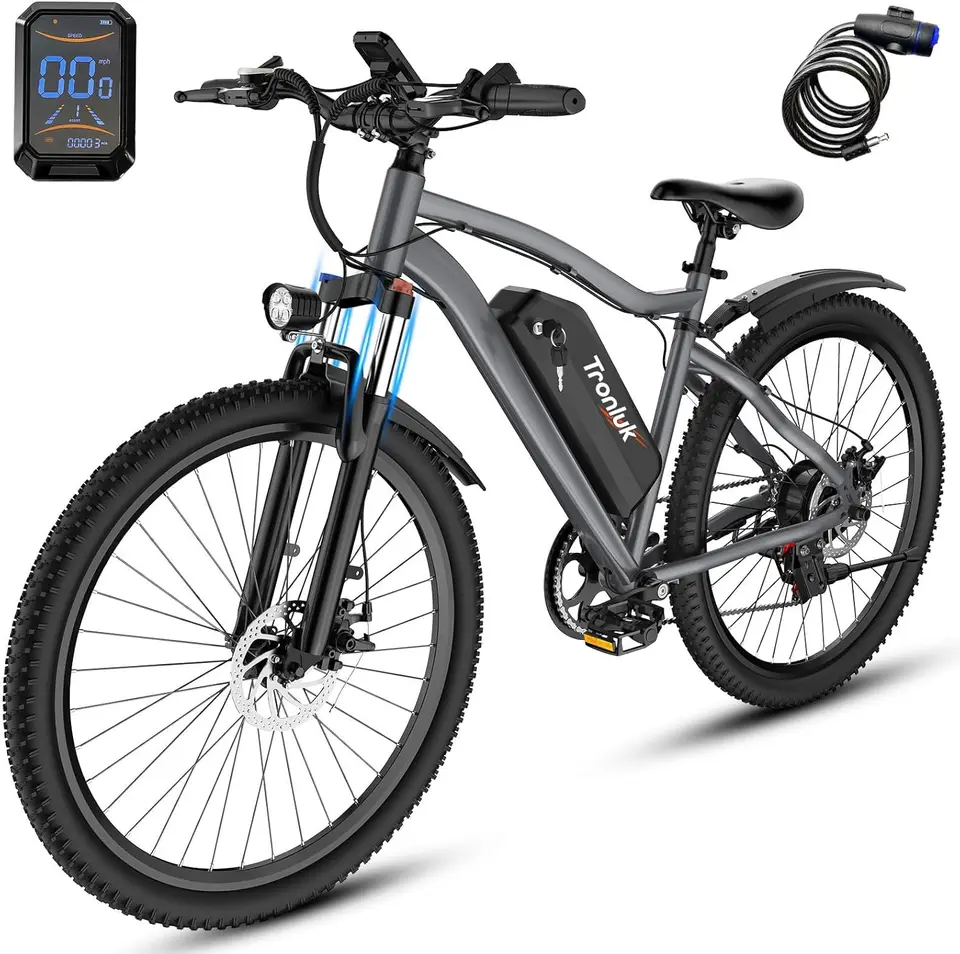 Electric Bike for Adults, 26" Commuter Ebikes with 5-Level Pedal Assist & 7 Speed Gears, 25MPH, 720W Motor, 375Wh Battery, 50 Mi
