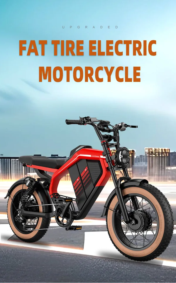 Retro Electric Motorcycle 2000W 52V 40AH Electric Motorcycle 20*40 Fat Tire Mountain Electric Bike Adult Off-Road Bicycle