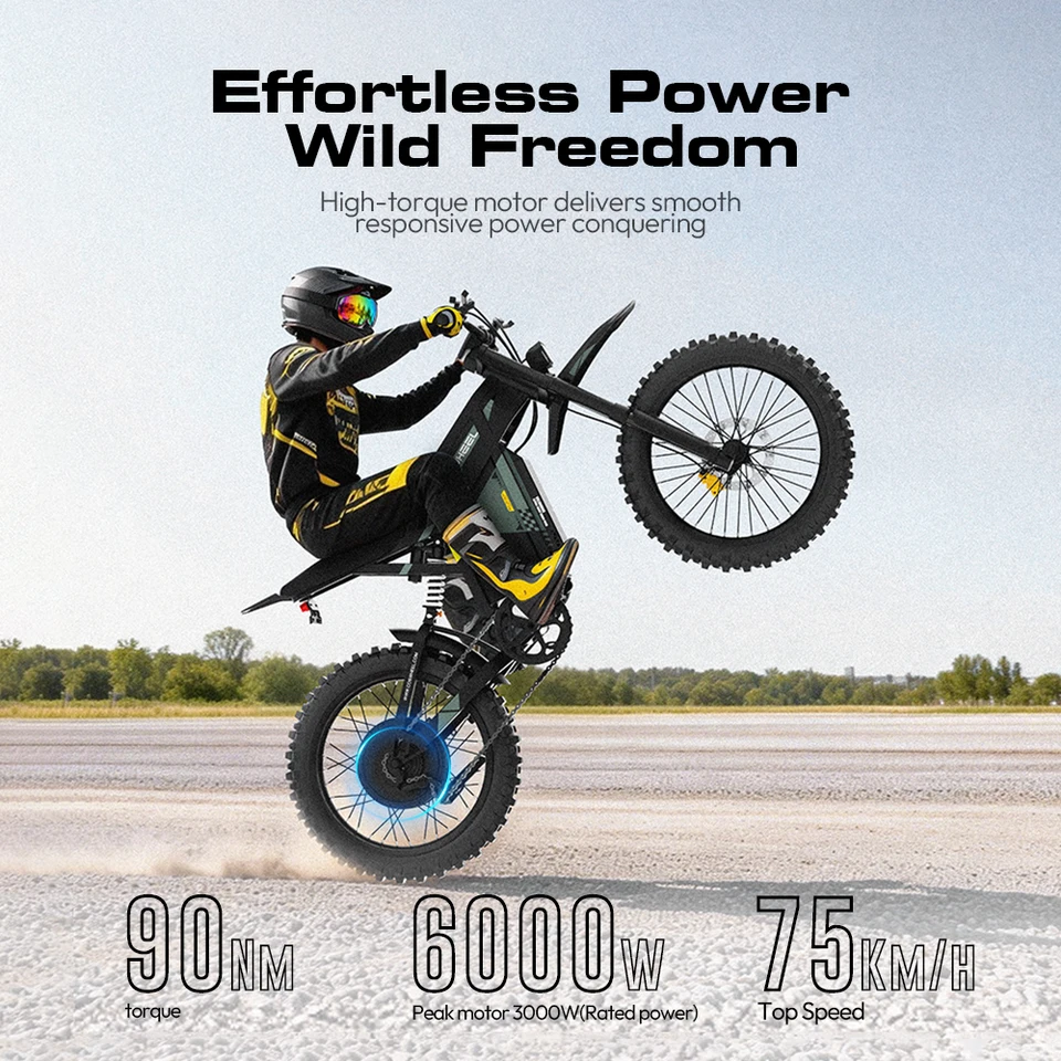 SLDBK R6000 Electric Dirt Bike Adult Electric Mountain Bike 6000W Motor 60V 30AH Ebike Off-Road Dual Suspension Electric Bicycle - Image 3