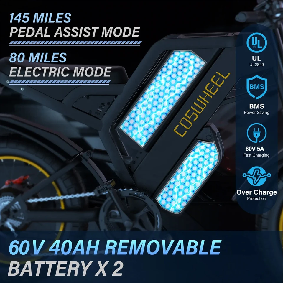 Electric Mountian Bike GT20 Max Electric Bike for Adult 2000W 60V Off-Road Motorcycle Dual Motors E-Mountain Bike Speed 70Km/h - Image 4
