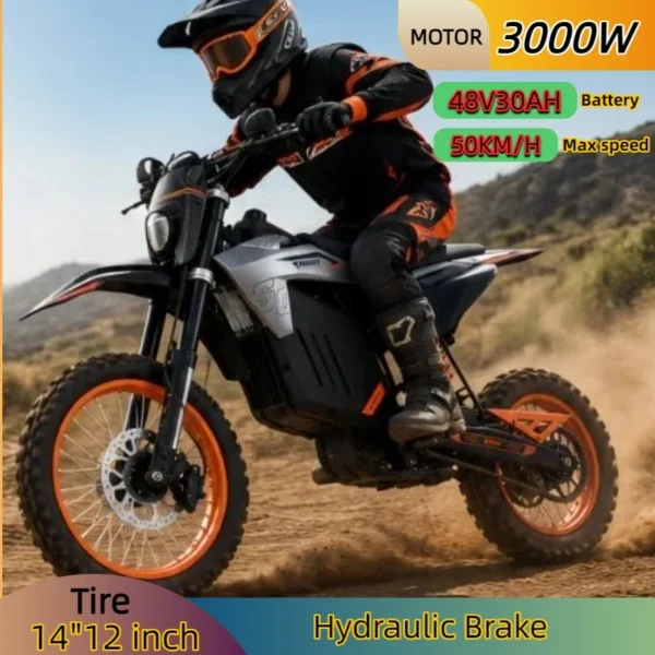 Y88electric off-road bike 3000W motor 48V30AH lithium battery mountain electric bicycle all-terrain rideable electric motorcycle