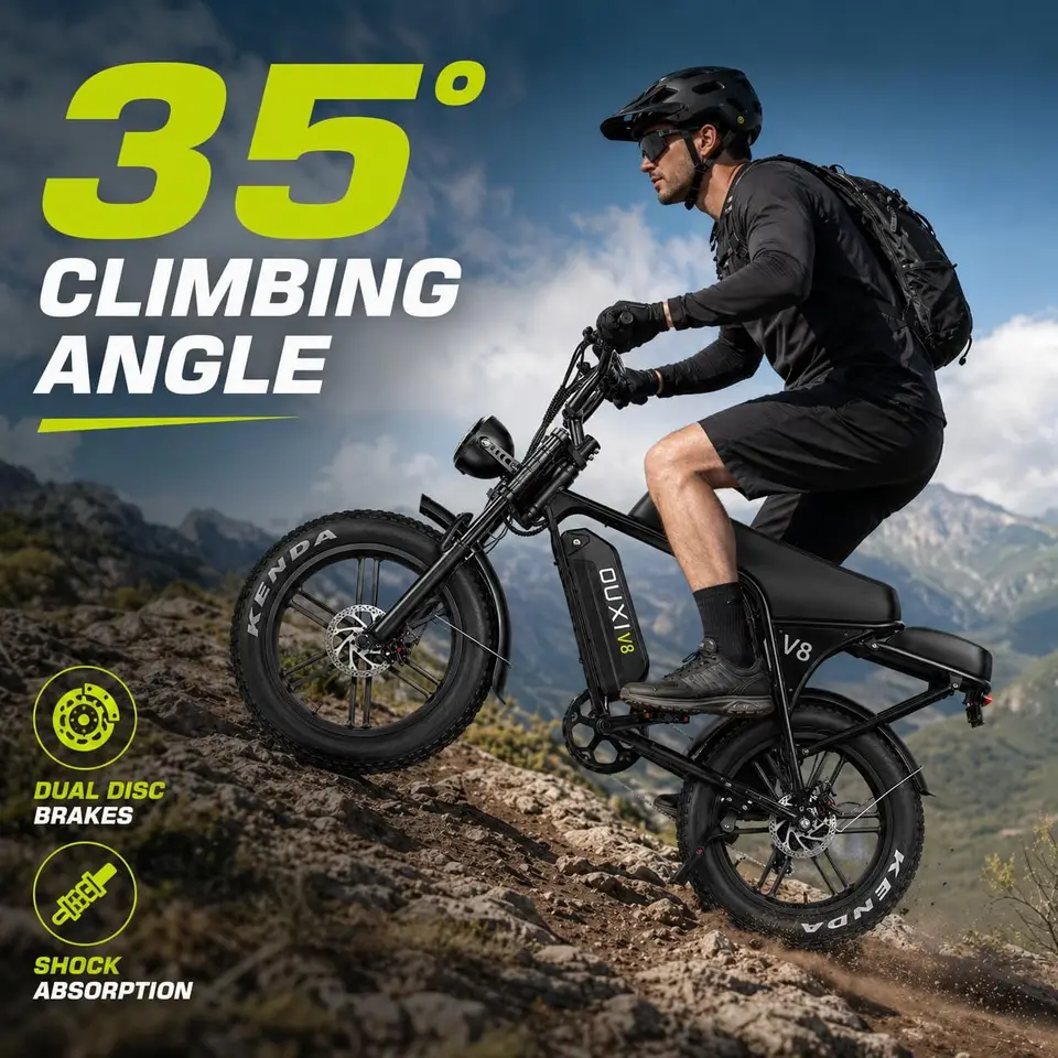 V8 Electric Bike for Adults/Teens, 16"/20" Fat Tire E Dirt Bike with 36V/48V | 10.4/15/30AH Removable Battery, 35-60 Miles - Image 5