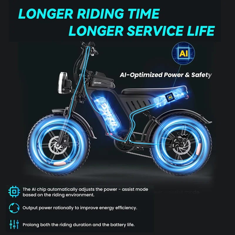 DEEPOWER adult electric bicycle F6 off-road motorcycle performance 4000W brushless motor 20-inch sand tire NFC password unlock - Image 3