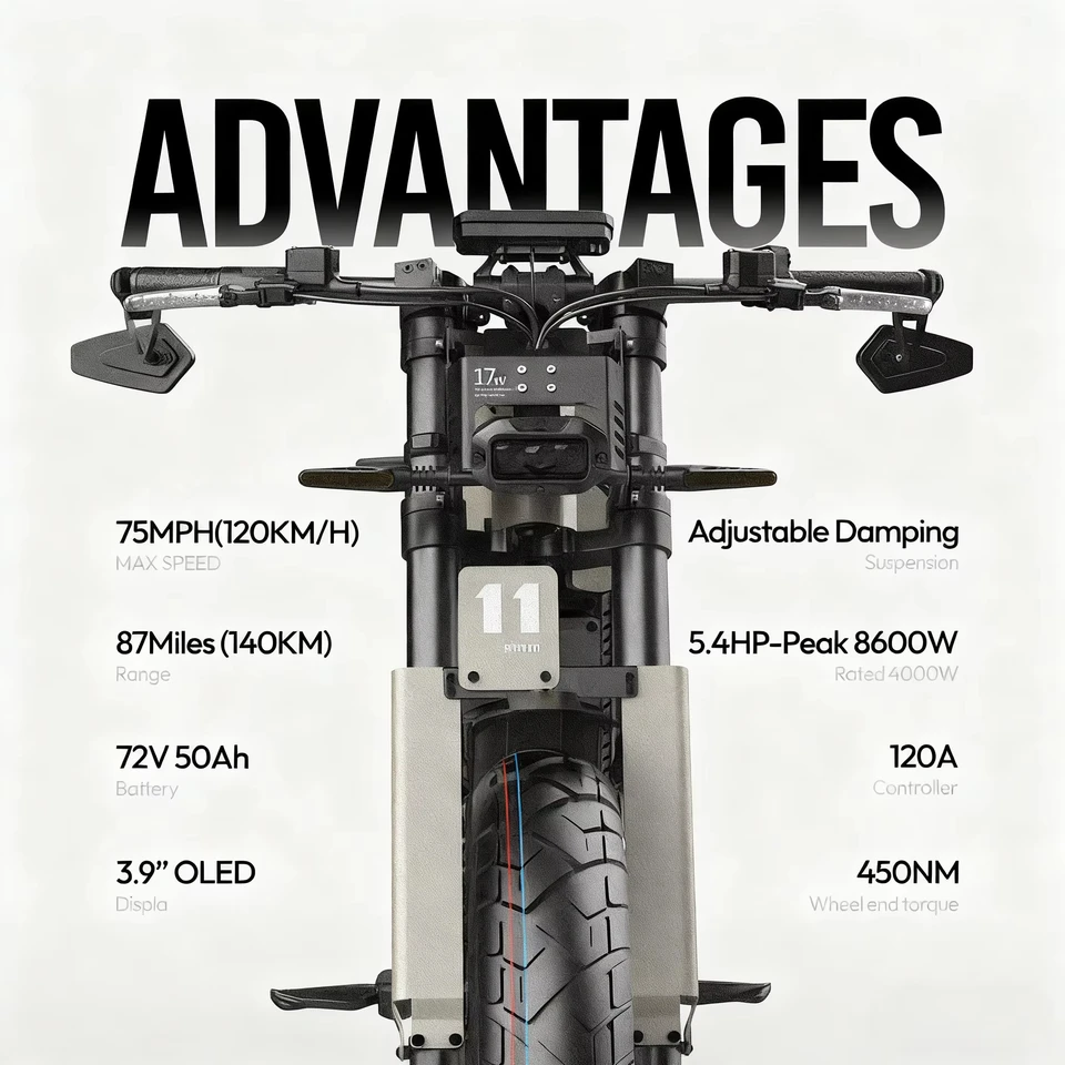 SLDBK Electric Motorcycles 8600W Peak Electric Bike New Adult Off Road Ebike Electric Dirt Bike 72V50AH Lithium Battery E-bike - Image 4