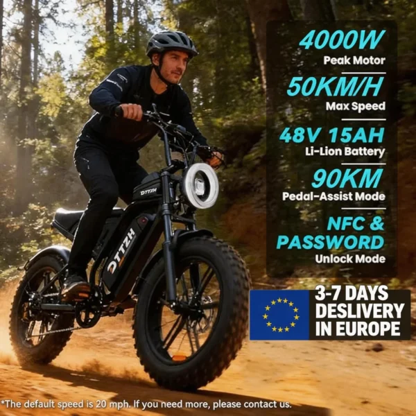 DEEPOWER adult electric bicycle F6 off-road motorcycle performance 4000W brushless motor 20-inch sand tire NFC password unlock