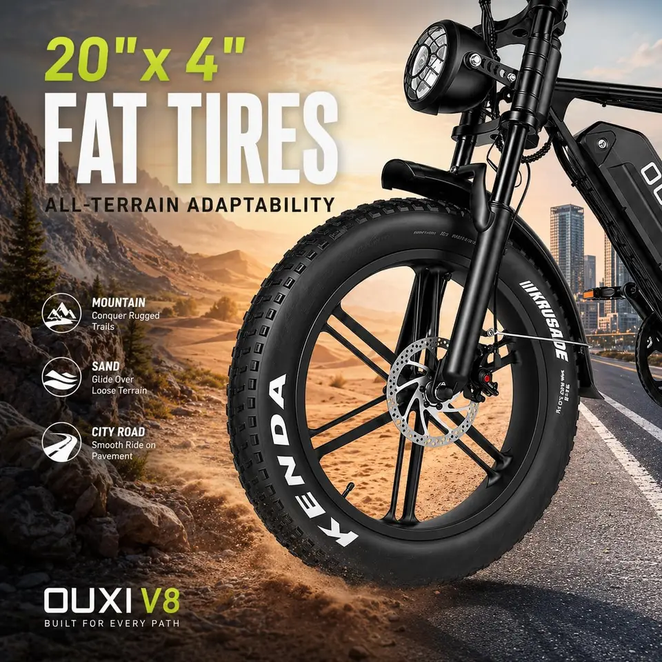 V8 Electric Bike for Adults/Teens, 16"/20" Fat Tire E Dirt Bike with 36V/48V | 10.4/15/30AH Removable Battery, 35-60 Miles - Image 6