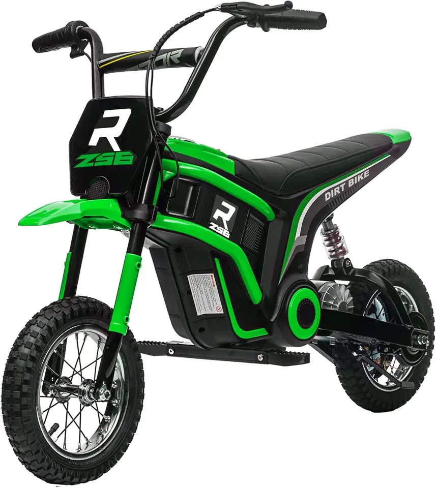 Electric Dirt Bike with Twist Grip Throttle, 24V 350W Off-Road Electric Motorcycle, Up to 15 MPH with Brake, Music Horn, R