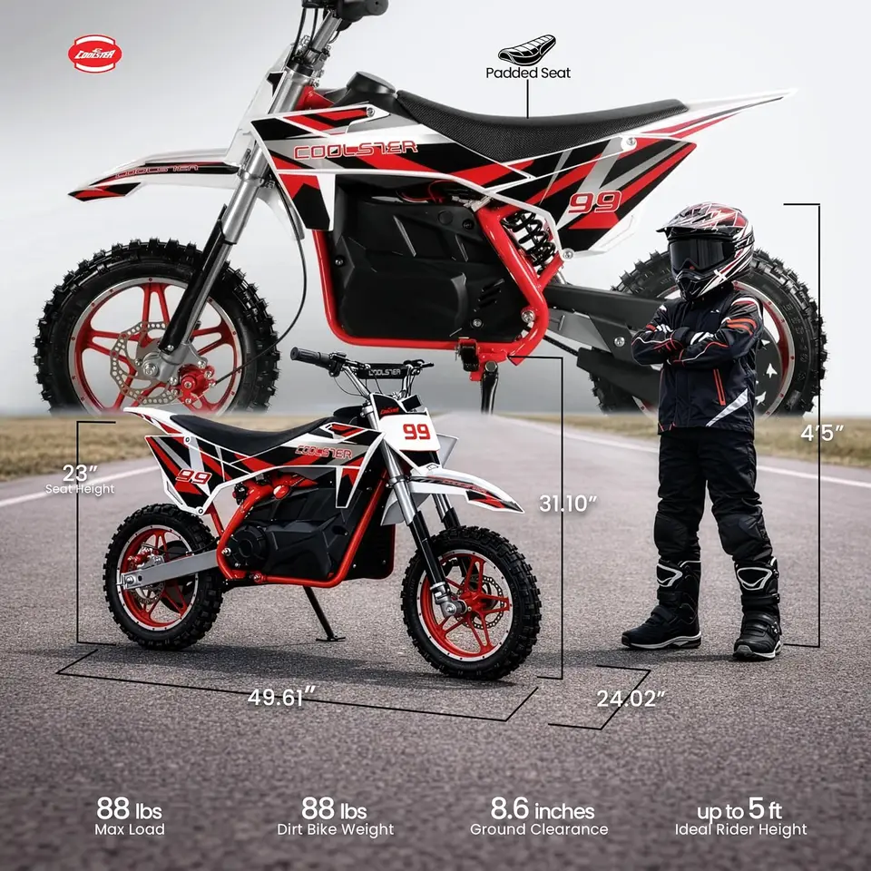 Electric Mini Dirt Bike, Red - 36v E Bikes for Teens & Adult, 500W Off Road Dirtbike Motorcycle, No Pedals Electric Bik - Image 4