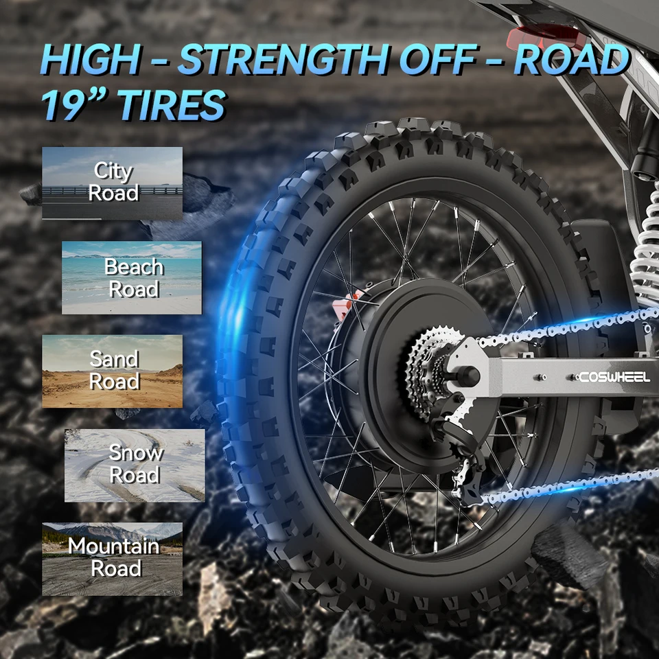 SLDBK R19 Electric Dirt Bike High Power 6000W Adult Electric Motorcycle 72V40Ah Battery Off-Road E-bike Use 85kmh Mountain EBike - Image 6