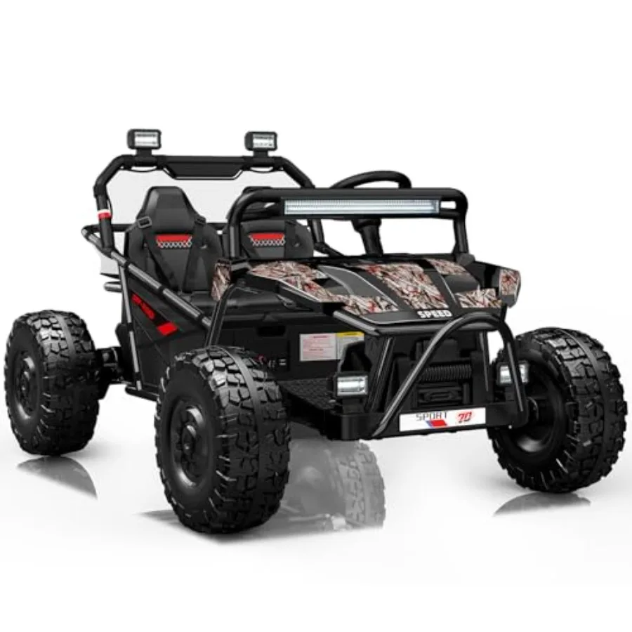 36V Ride On UTV, 2-Seater 500W Electric Car for 6+, 6 9 MPH Speed, 14" EVA Wheels, Metal Frame, Bluetooth Music, Rear Metal Sus