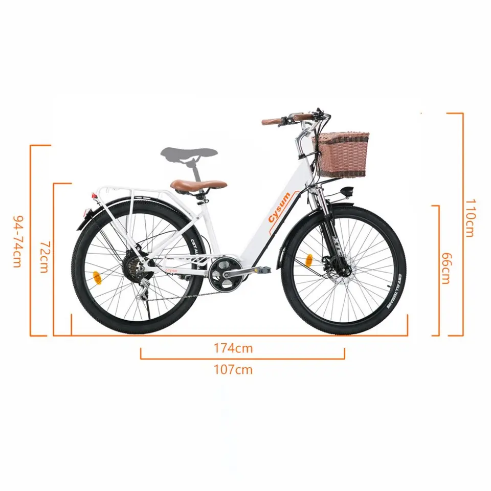 Women's Ebike Electric Bicycle 26" 250W Motor City Ebike Pedelec with Bicycle Basket Cup Holder Sports Entertainment Cycling - Image 6
