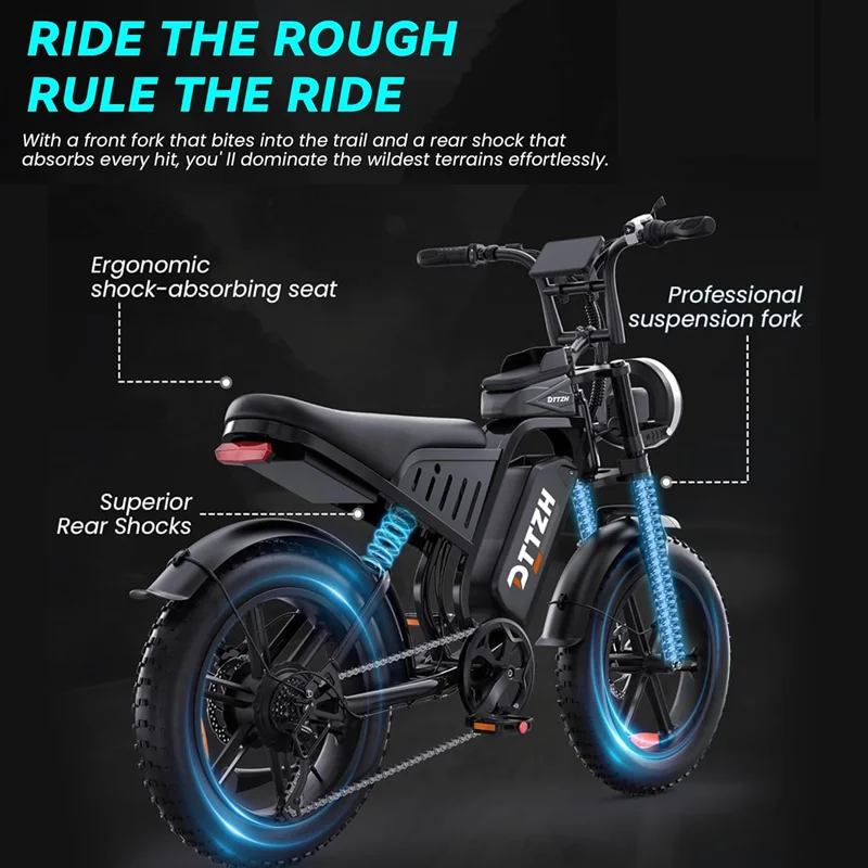 DEEPOWER adult electric bicycle F6 off-road motorcycle performance 4000W brushless motor 20-inch sand tire NFC password unlock - Image 4