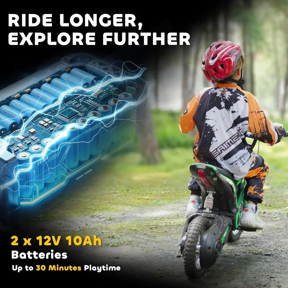 Electric Dirt Bike with Twist Grip Throttle, 24V 350W Off-Road Electric Motorcycle, Up to 15 MPH with Brake, Music Horn, R - Image 5