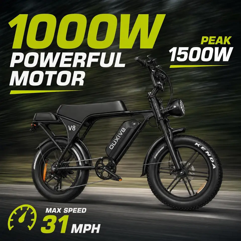 V8 Electric Bike for Adults/Teens, 16"/20" Fat Tire E Dirt Bike with 36V/48V | 10.4/15/30AH Removable Battery, 35-60 Miles - Image 2