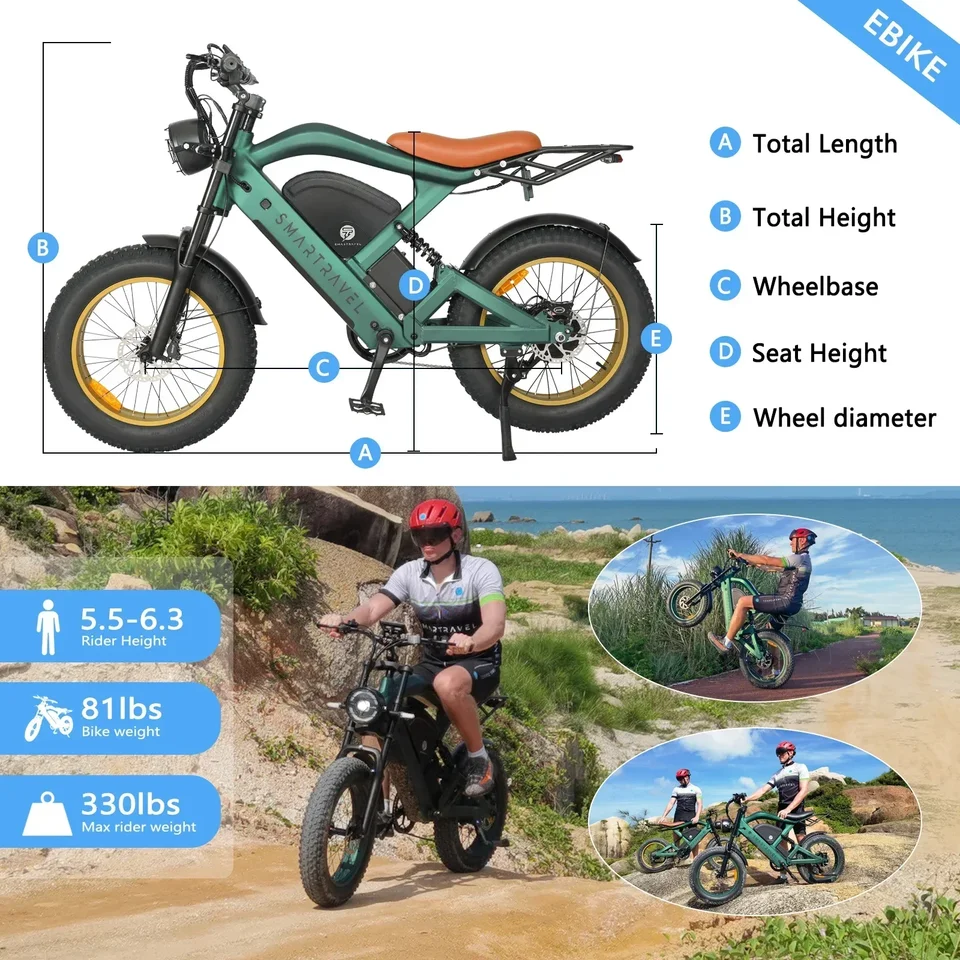All-terrain Electric Bike3000W Motor 52V50AH Battery 20*4.0 Tire Mountain E-bicycle 45KM/H Urban E-bicycle Electric motorcycle - Image 3