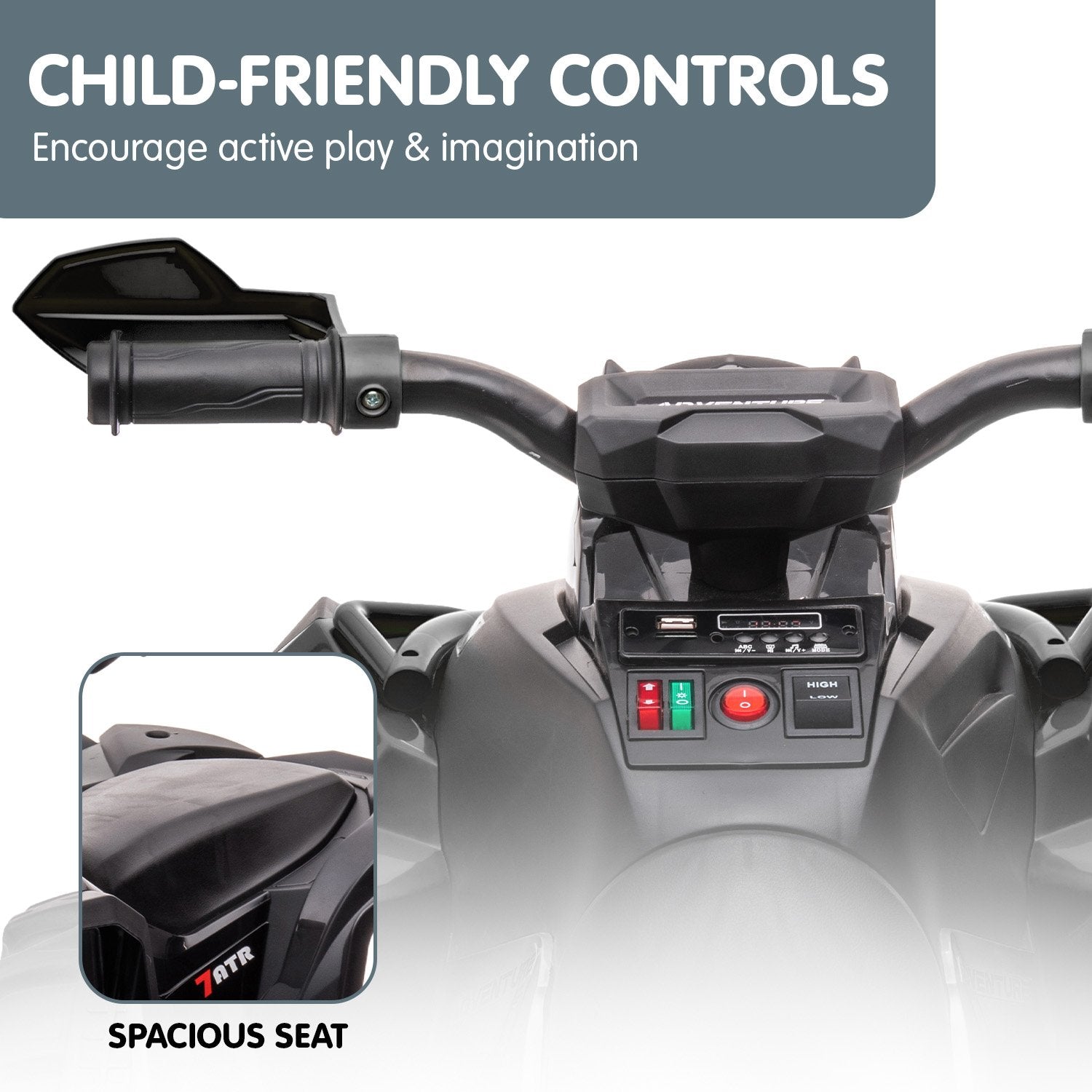 NNEDPE GTS99 Kids Toy Electric Ride On Quad Bike 50W ATV - Black - Image 4