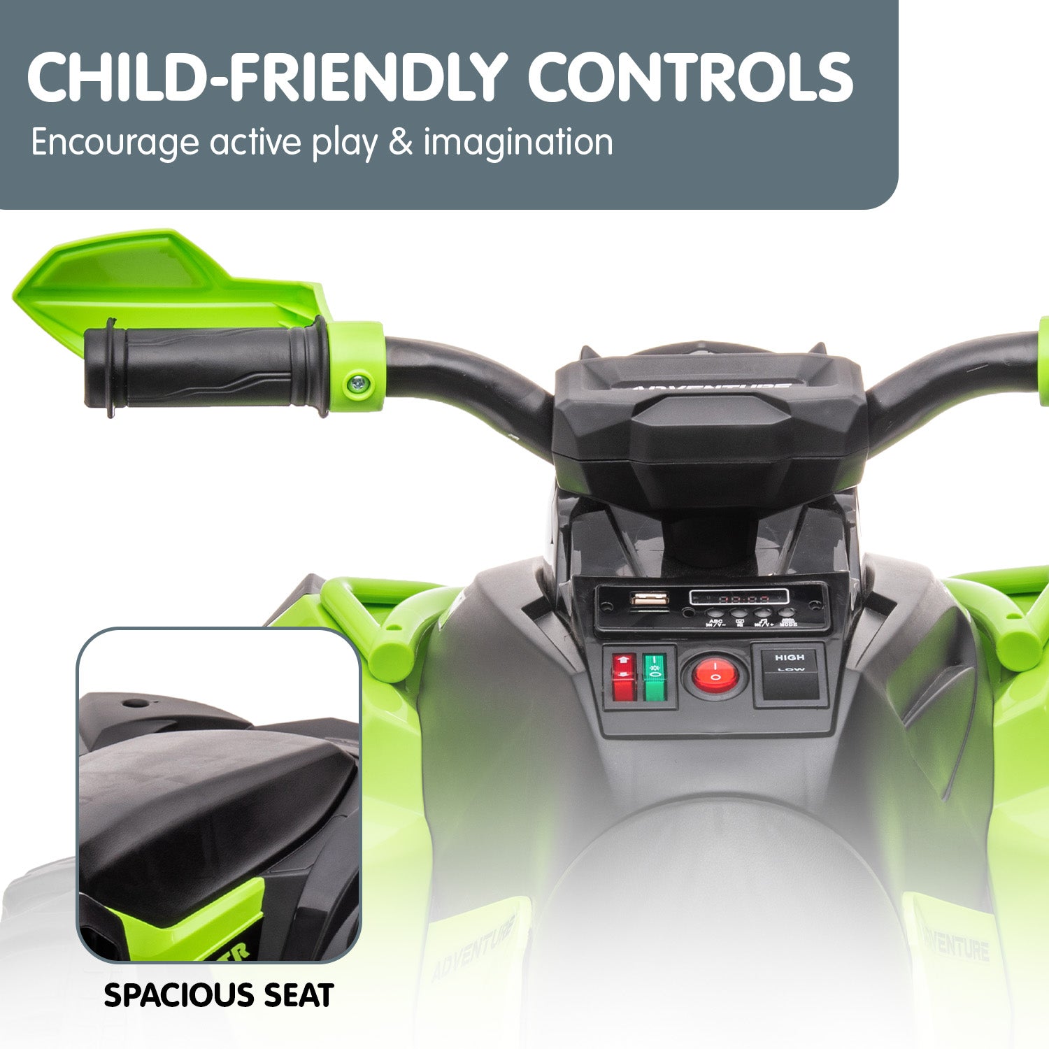 NNEDPE GTS99 Kids Toy Electric Ride On Quad Bike Toy ATV 50W - Green - Image 4