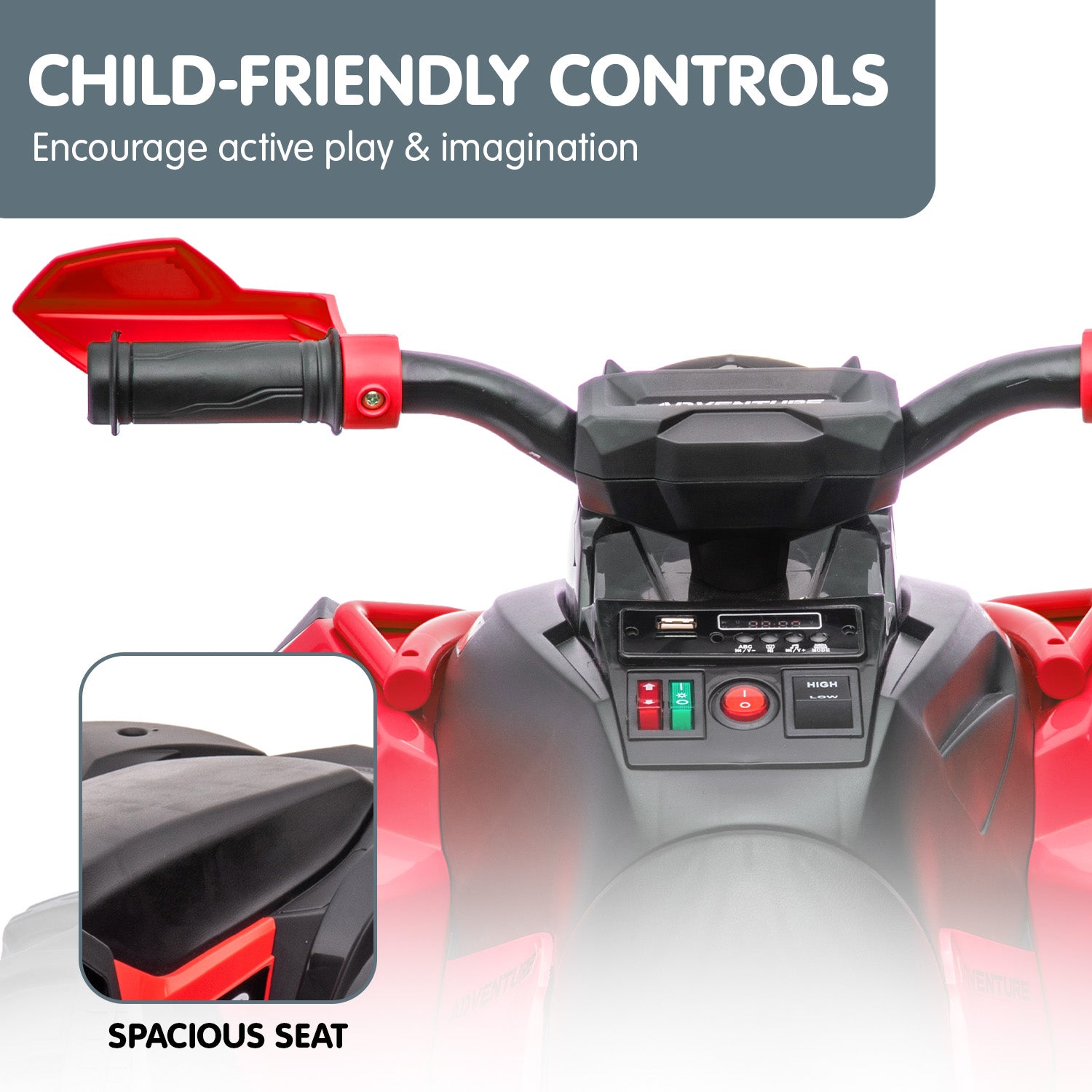 NNEDPE GTS99 Kids Electric Ride On Quad Bike Toy ATV 50W - Red - Image 4