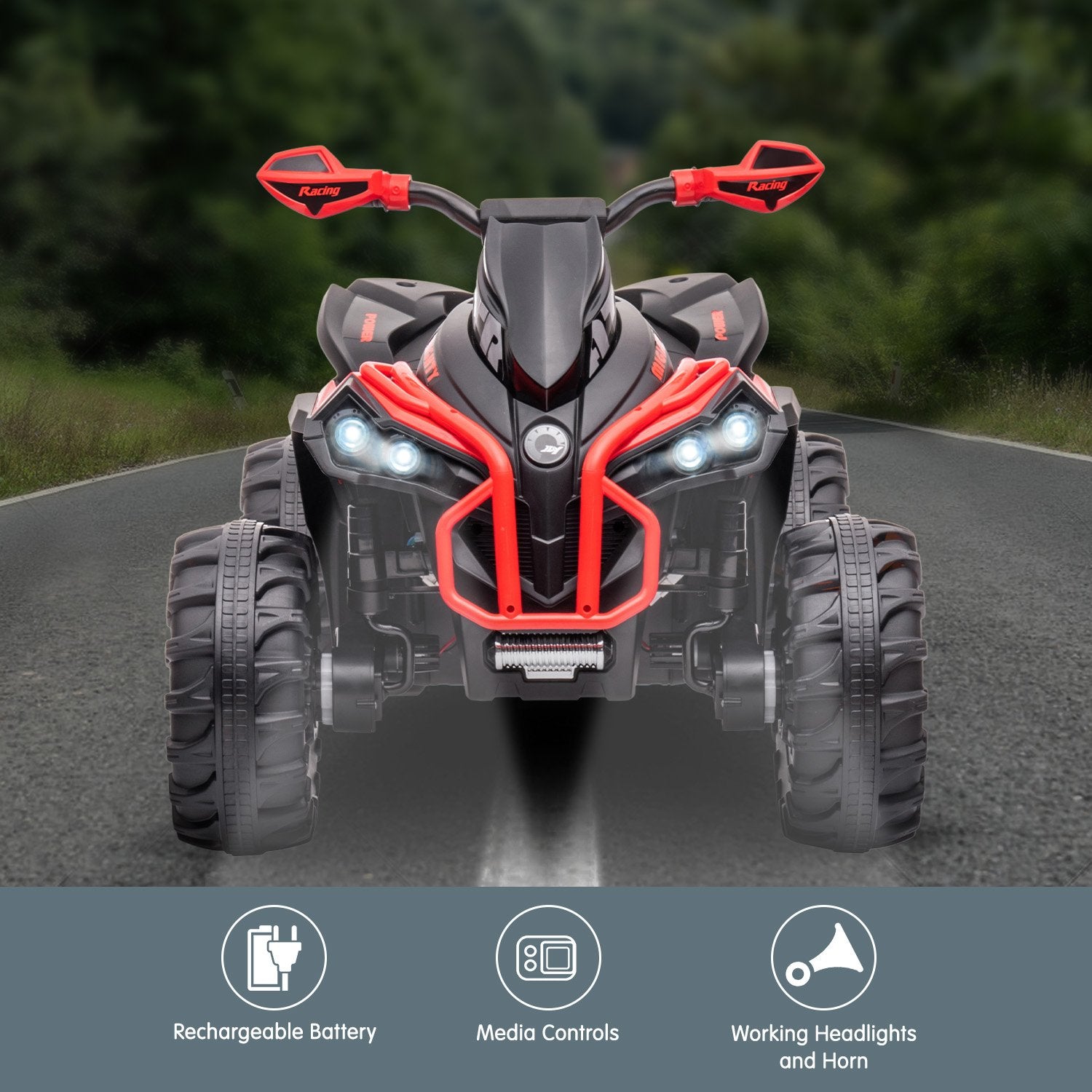 NNEDPE GTS99 Kids Electric Ride On Quad Bike Toy ATV 50W - Red - Image 5